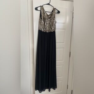Black and gold sequence dress